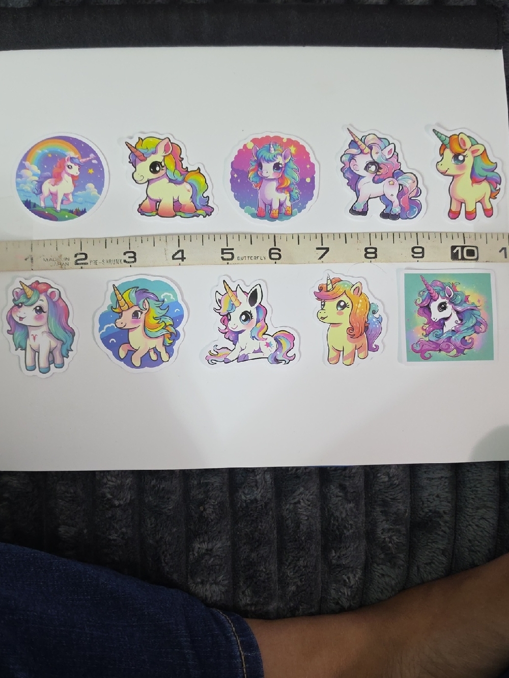Set of Colorful Rainbow Unicorn Stickers - Lot Of Ten